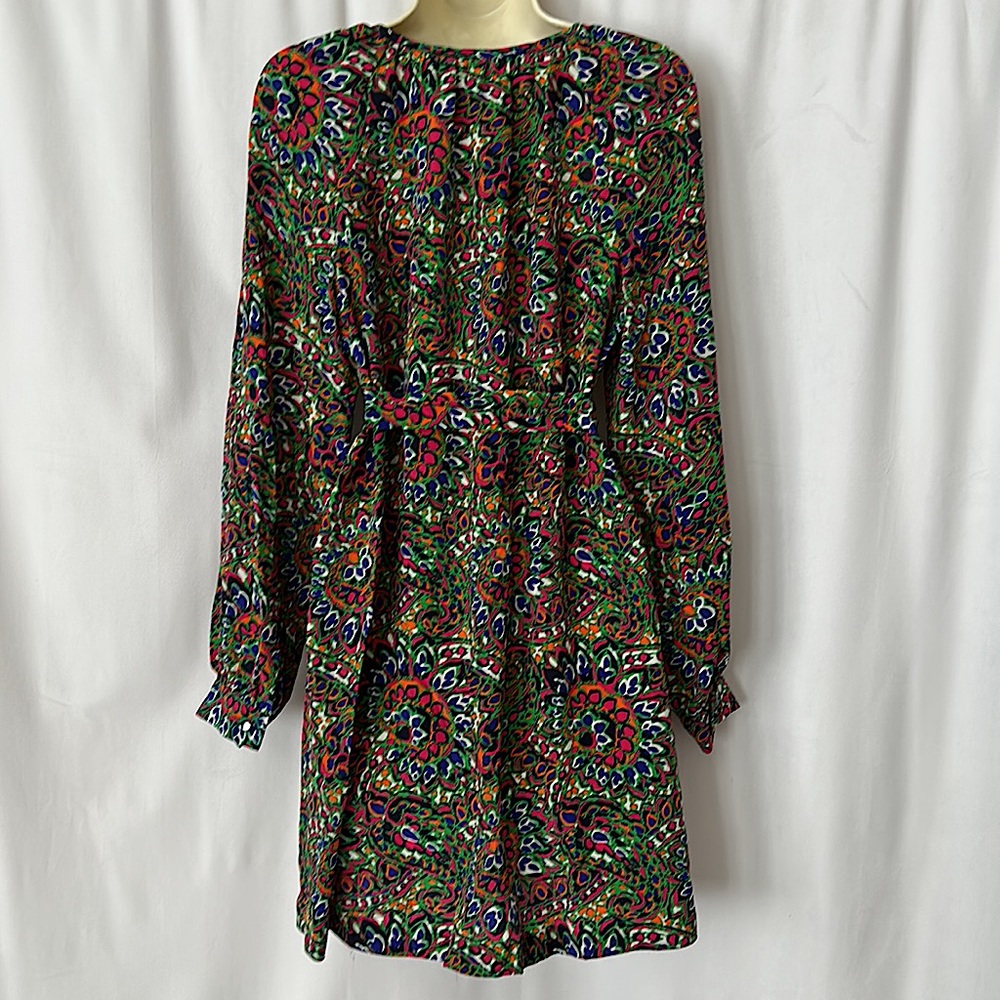 Vanessa Seward Floral 💯% Silk Keyhole Long Sleeve Dress **Sz 36/US Sz 4**🔥🔥 - Picture 2 of 5